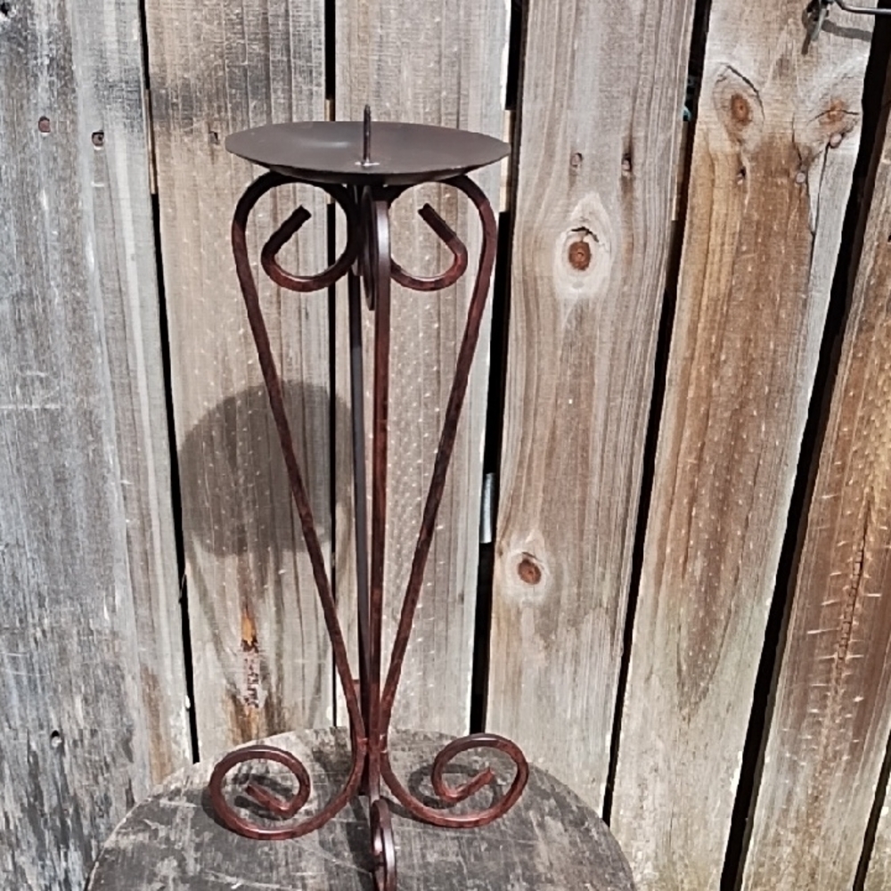 Elegant Brown Metal Candle Holder
